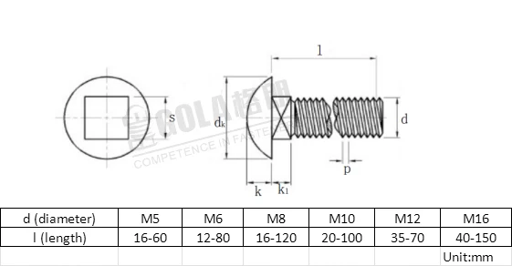 DIN 603 stainless steel mushroom round head square neck carriage bolt