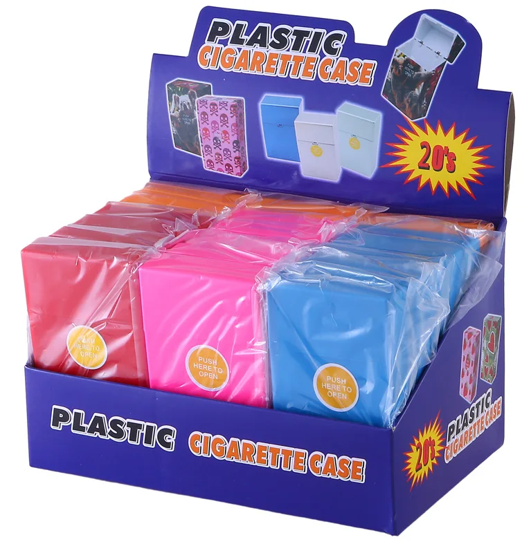Wholesale Cigarette Packaging Box 20 Pcs Automatic Release Switches Plastic Colorful Cigarette Case