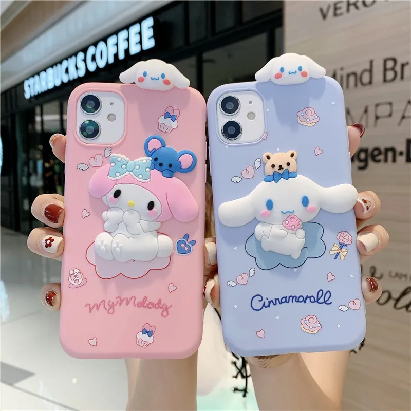 Cartoon Cute Melody Cinnamoroll Phone Case For iPhone 7/8 XR 11 12 13 14 15 16 Pro Max Shockproof Cover Mobile Phone Accessories