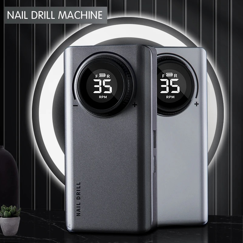 YOKEFELLOW 35000RPM  2022Newest Hot Selling Rechargeable LCD Display Nail Supplies for Professional Electric Nail Drill Machine