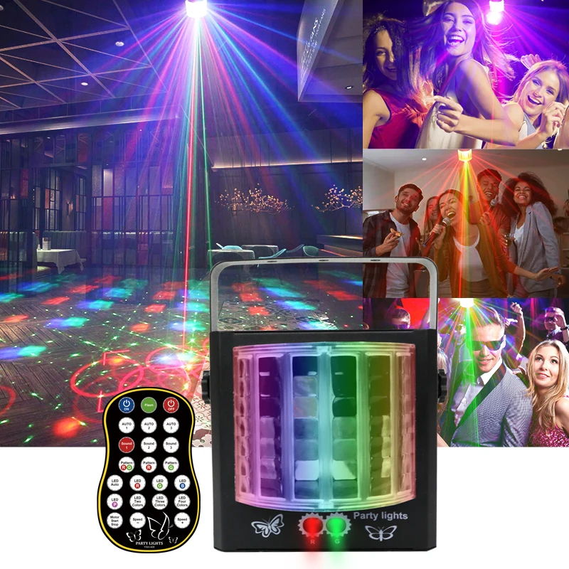 4-Color Mini LED Butterfly Laser Beam Projector Party Light Acclarent Illumination Lazer Lamp Moving Discos Light For Nightclub