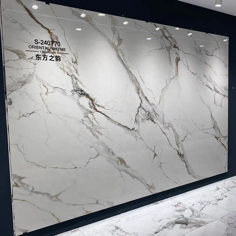 1200*2400*9 mm White Sintered Stone Wall Slab Porcelain Polished Glazed Marble Look Sintered Stone Flooring Tiles