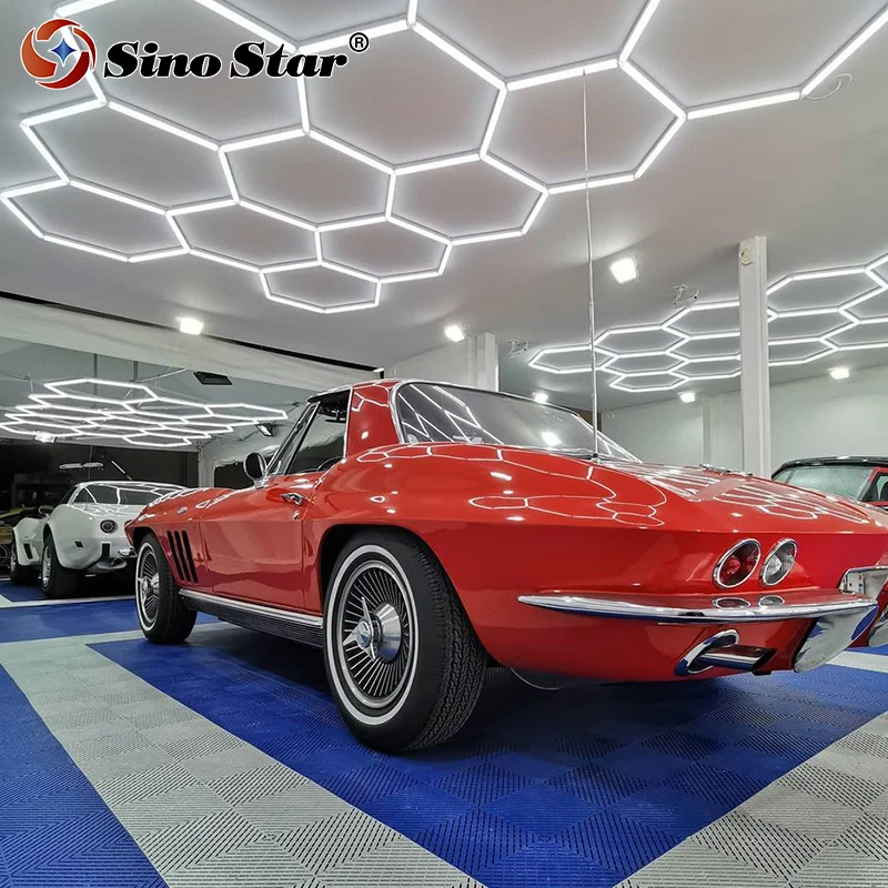6500K hexagonal garage led light honeycomb ceiling light grid led light garage for detailing workshop home customized for free