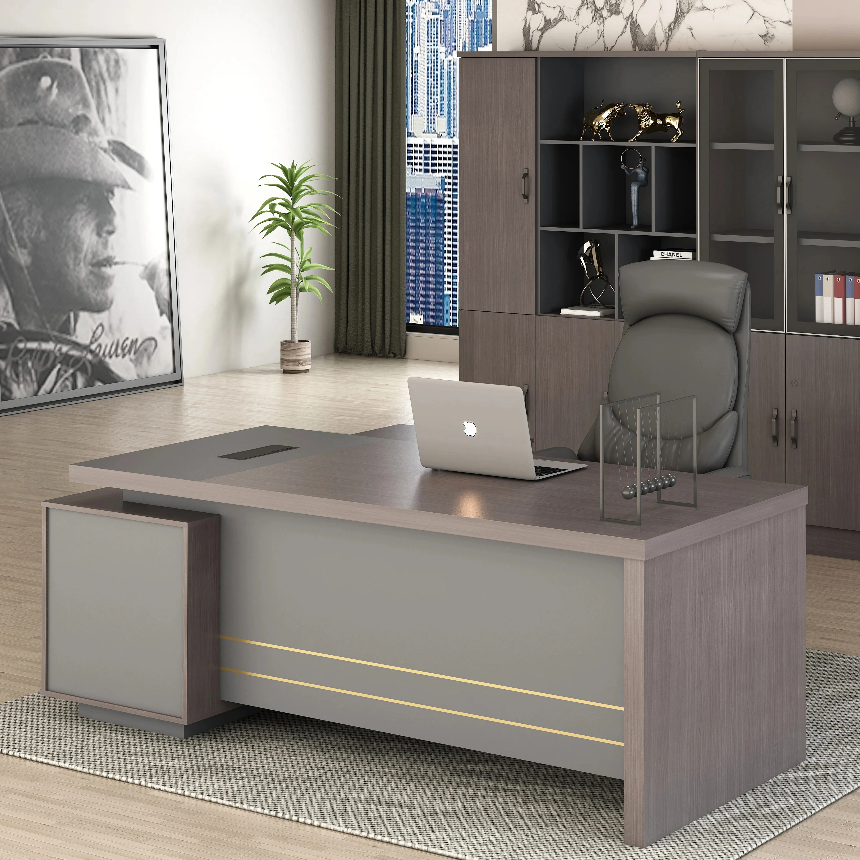 2023 новый современный Новейший китайский завод по низкой цене роскошный 180 см 200 Генеральный директор исполнительный стол менеджер черный L-образный офис