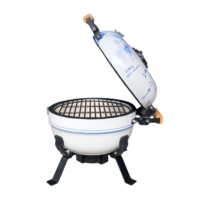 KIMSTONE Ceramic Charcoal Portable Stainless Steel 12 Inch Barbeque Smoker Grill