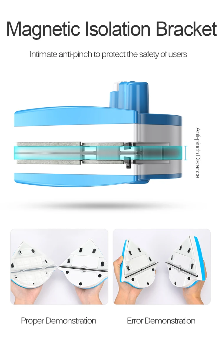 Household Cleaning Tool Hot Sell Double Two Sided Magnet Glass Window Squeegee Cleaner Magnetic Window Washer