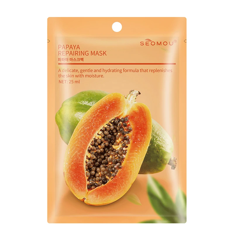 SEOMOU OEM Fruit Face Mask Organic Vitamin C Sheet Mask Form and Face Use Moisturizing Korean Facial Mask