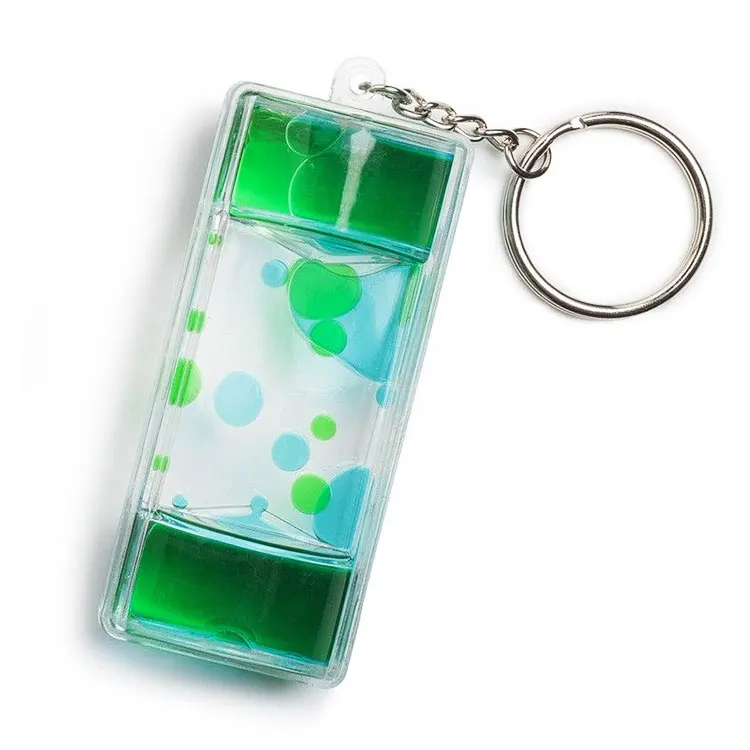 Acrylic hourglass Fidget toy liquid oil purple timer keychain sensory toy for relaxation