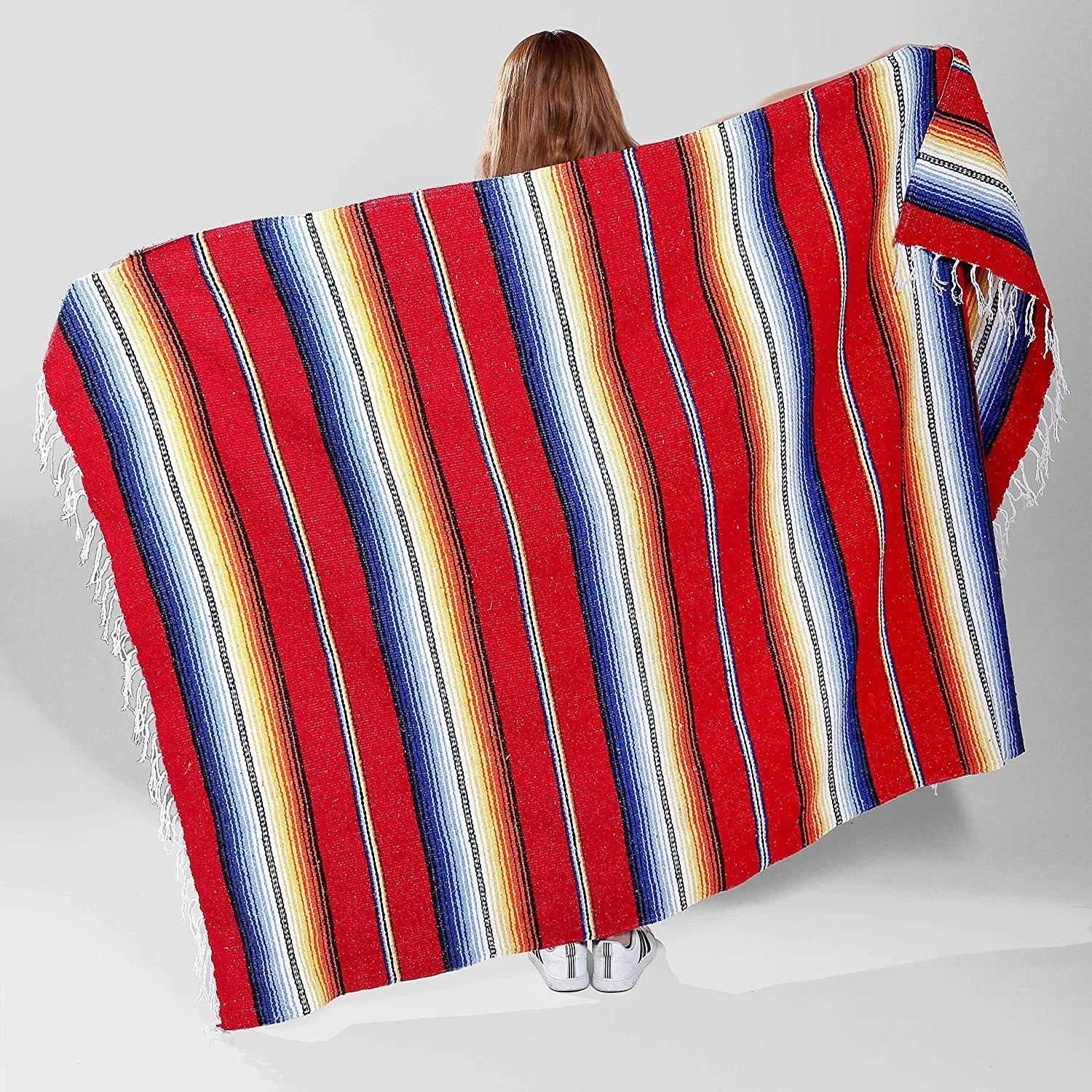 Large Artisanal Mexican Blankets Colorful Fiesta Beach Yoga Outdoor Throw Mexican Serape Blanket
