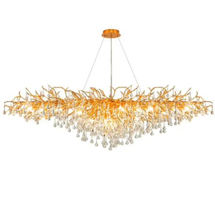 Gold Metal luxury large chandelier crystal Clear Glass Modern branch antler K9 crystal chandelier