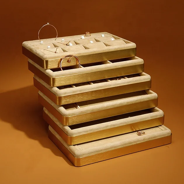 VANLOCY Factory Wholesale Spot Jewelry Display Suede Necklace Earrings Bracelet Ring Display Jewelry Tray Ring Stand