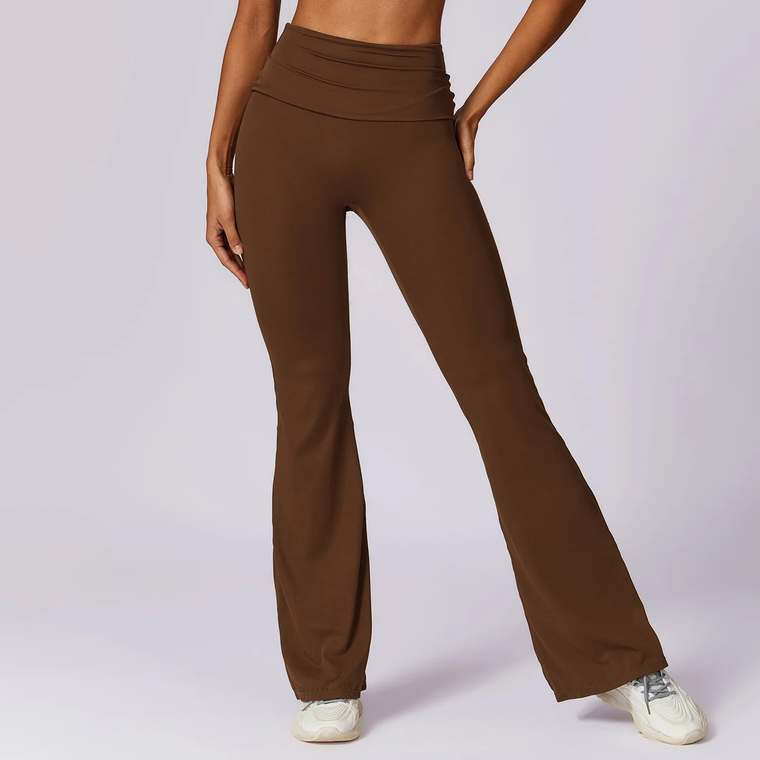 Women Stretch Flap Waist Tummy Control Soft Lightweight Flare Pants