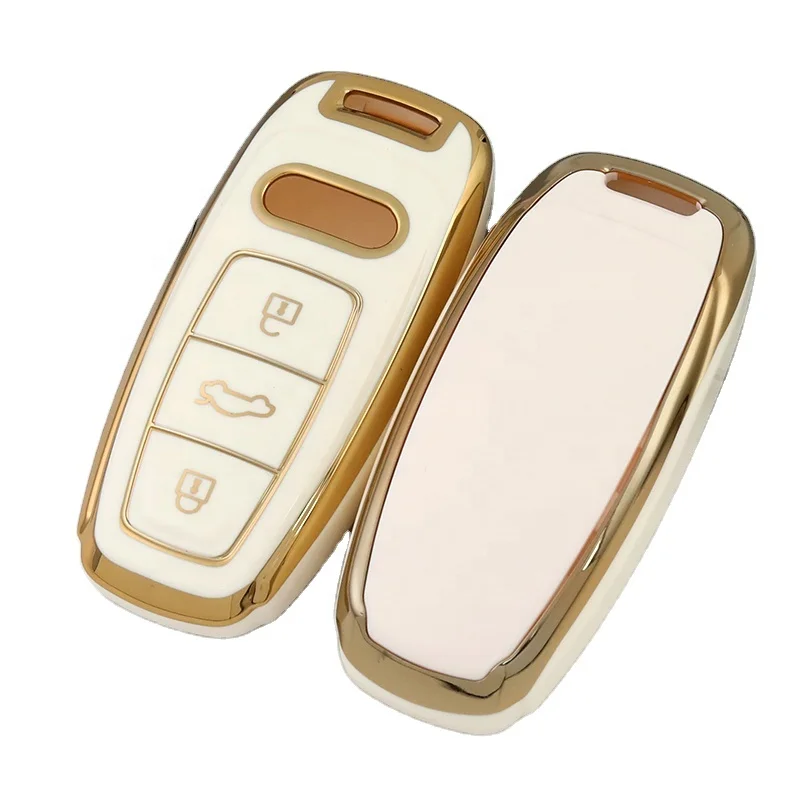 Car Key Fob Cover Gold Soft Keychain,Girly Full Covers Key Shells,New Car Key Holder for Audi Q7 2021 2020
