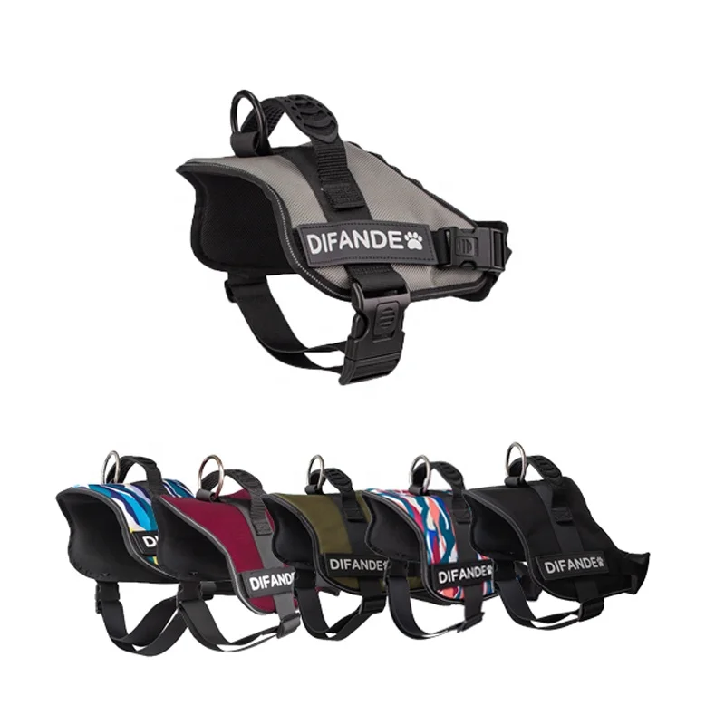 Adjustable Straps Reversible Patches Padded Handle Pet Vest Dog Harness for Dog