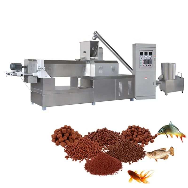 Twin screw extruder for floating fish feed
