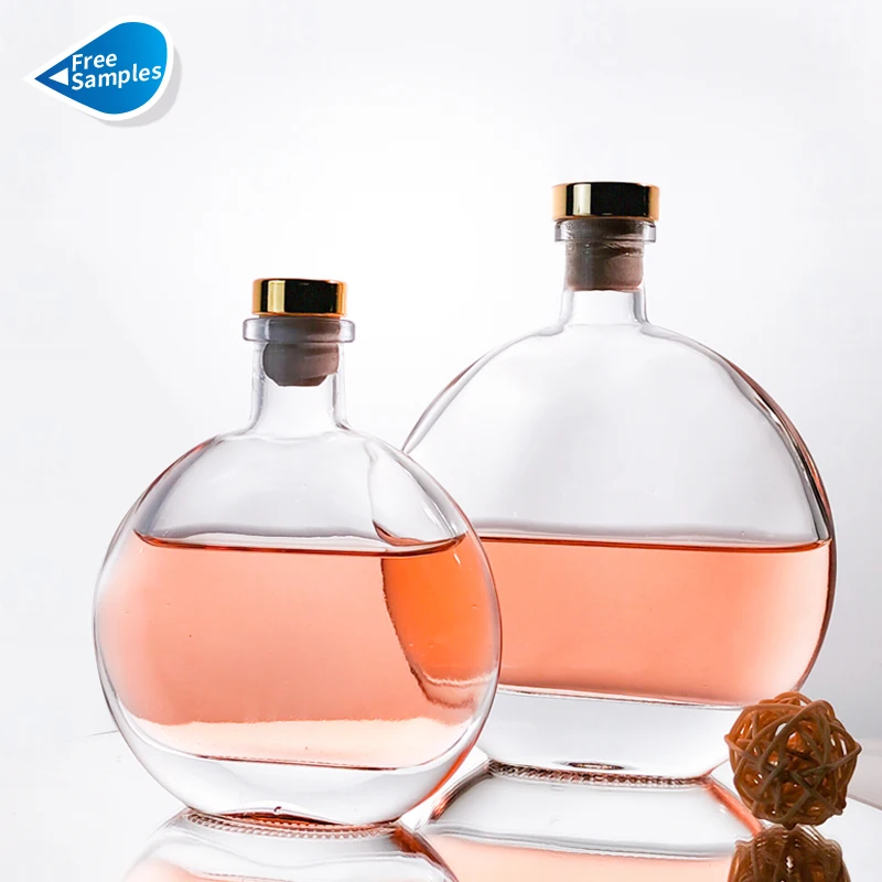 100ml 250ml 500ml luxury flat clear custom logo liquor vodka spirit organic extra virgin olive oil glass bottle with cork