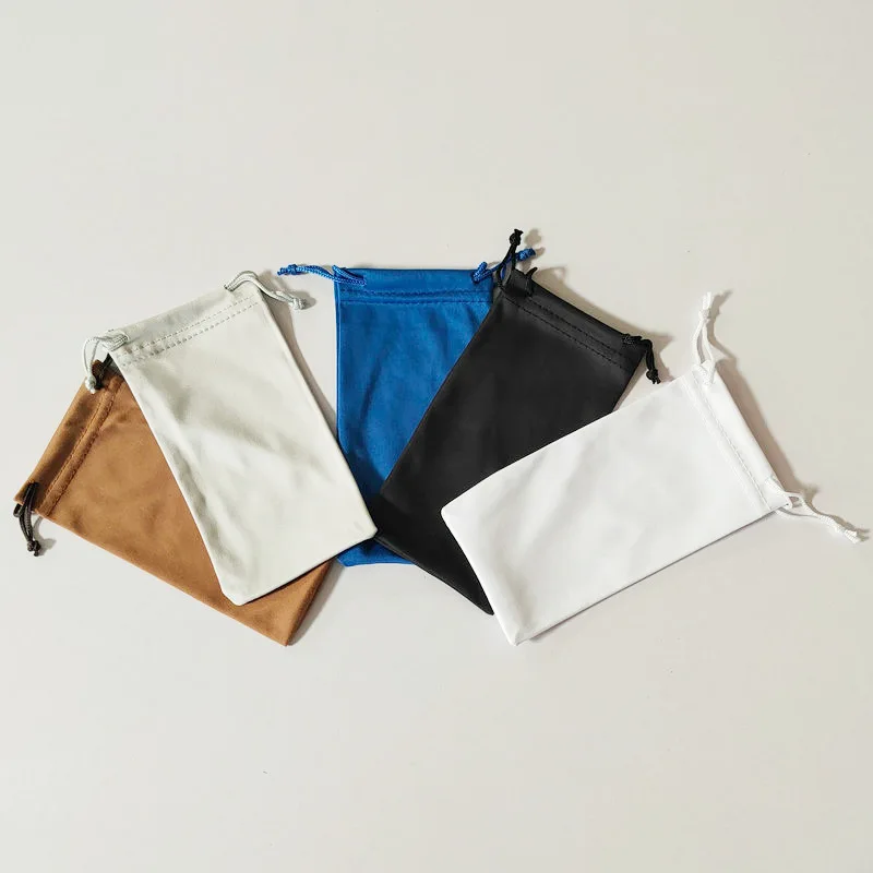 Custom Logo Soft Microfiber Cloth Sunglasses Pouch Small Drawstring Glasses Carrying Bags Screen Printing Eyeglasses Cases Bags