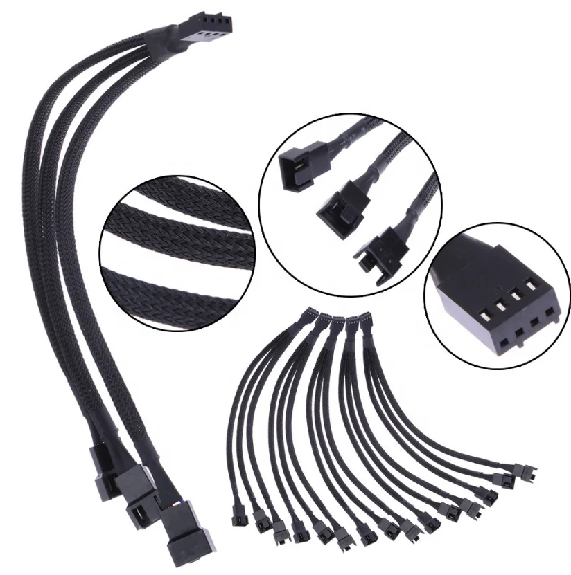 hot 3 Port PC Fan Hub Splitter Speed Controller Adapter cable for 4pin PWM PC Fan