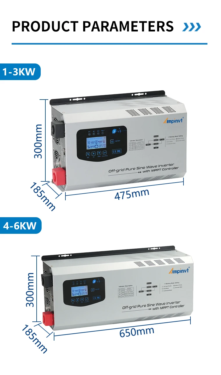 5000W 6000w 24v 48v off grid low frequency inverter hybrid solar inverter with mppt Ampinvt
