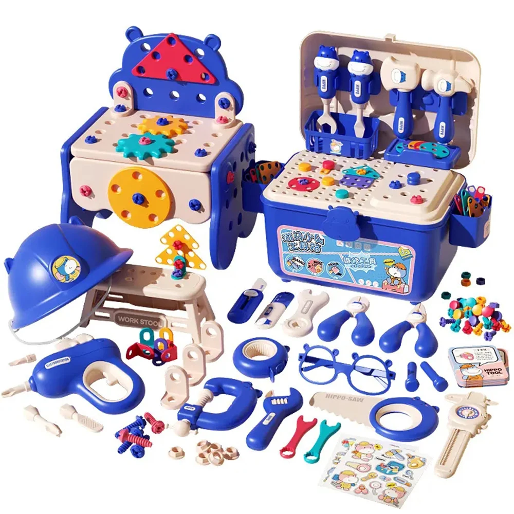 Toolbox Assembly Toy Set With Electric Drill Screw Disassemble Educational Pretend Play Tools Toys 152 Pieces 1