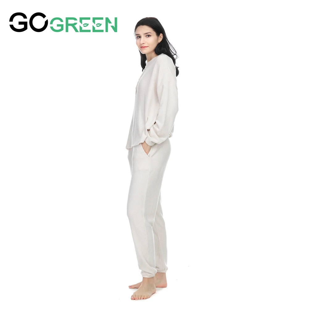 Classic Fashion Close-fitting Long Sleeve Homewear Fleece 2 Pieces Pajama Set