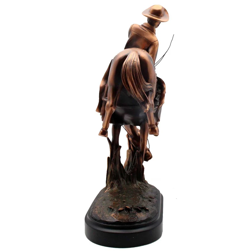 Custom handmade horse trainer figurine resin patinated copper bronze electroplated horsebreaker bronc buster statue