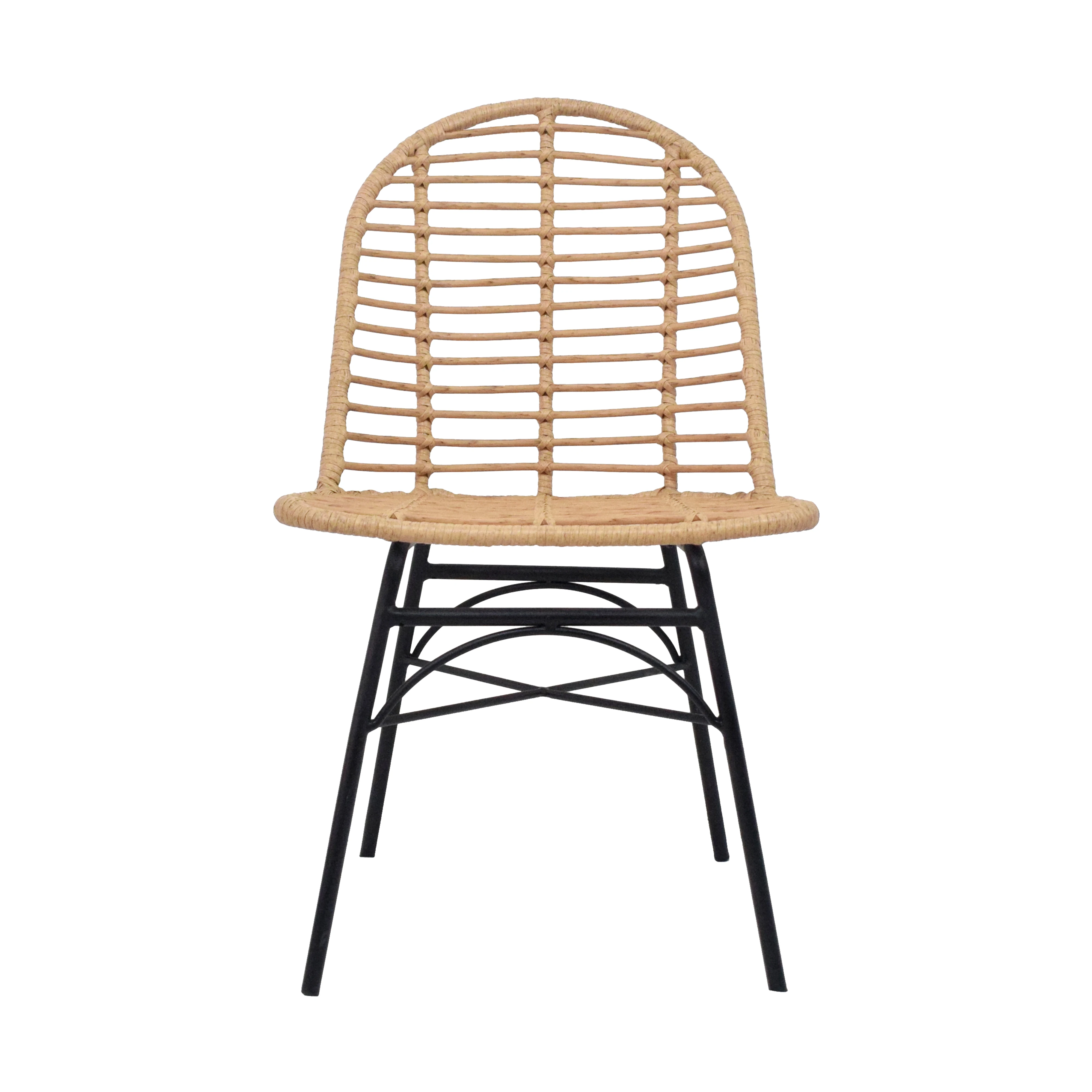 YILIN Modern Luxury Rattan Chair Living Room Dining Chair Outdoor Furniture Black Metal and Grass Woven Dining Chairs Provide