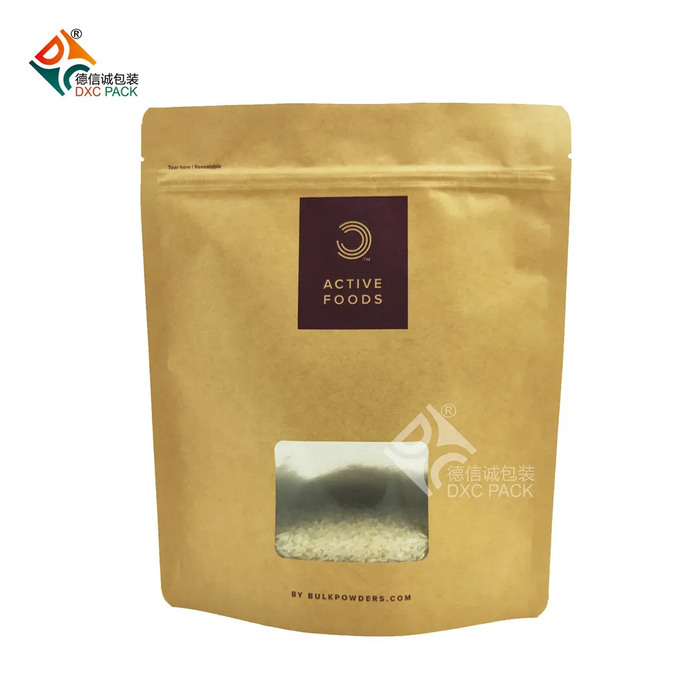 Zip Lock Brown Kraft Paper Bag With Plastic Lining