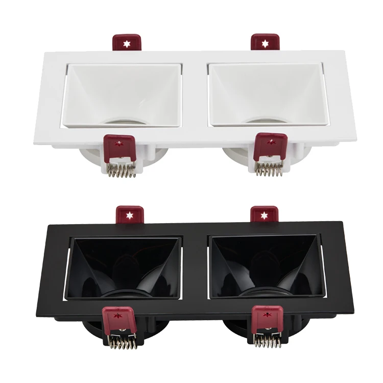 PC 160mm Rectangle Double heads COB Led Recessed Downlight Panel Light spotlight Lamp for Living Room Bedroom