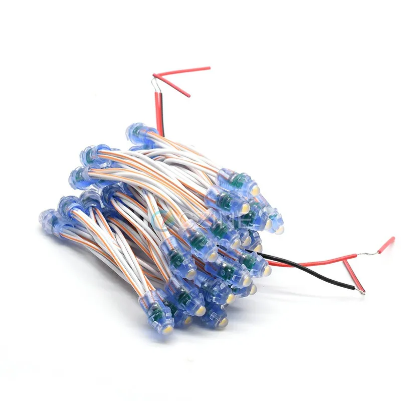 Dc 12 Volt Brightening White Red Blue Green Yellow Single Color String 50pcs 9mm  12v Led Pixel String Lights For Christmas