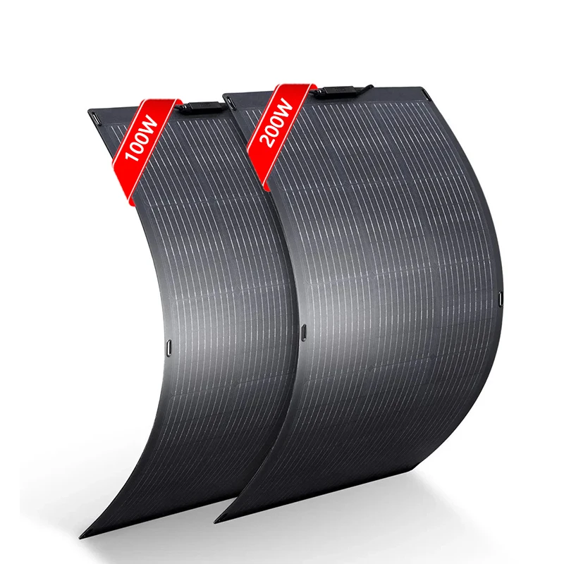 All Black 18V 100W 200W Monocrystalline Solar Panel Flexible ETFE Solar Panel Semi-Flexible For Car Battery & Boat