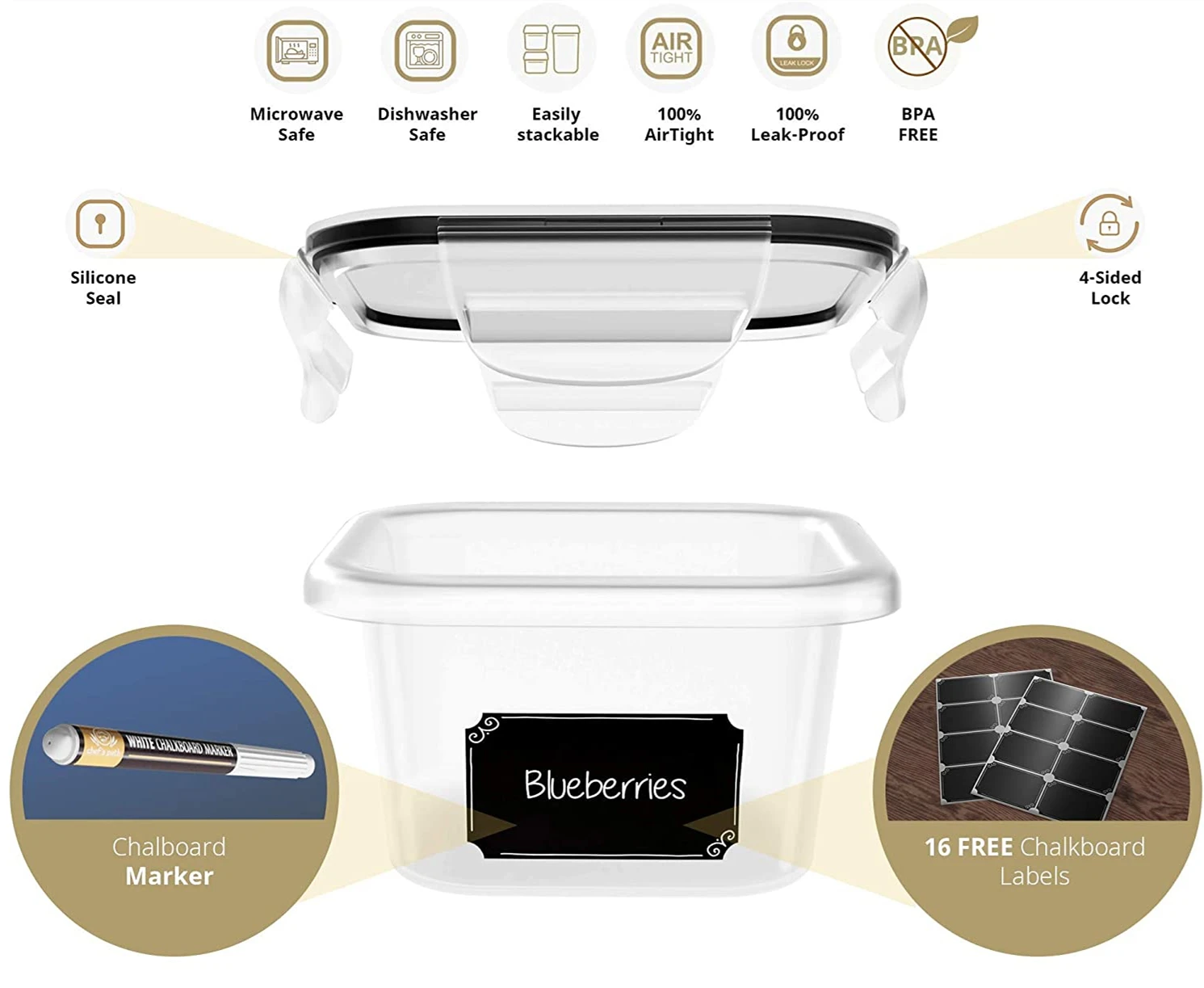 Transparent 12pcs Plastic Airtight Food Storage Set Organizer Fruit Vegetable Storage Containers for Kitchen, Pantry