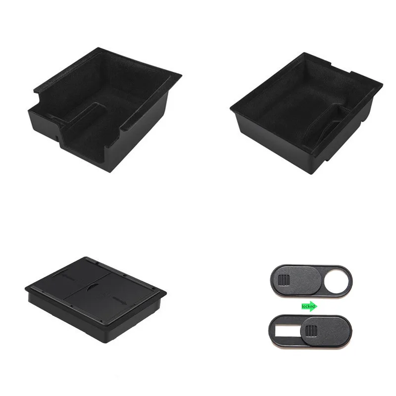 Factory-Price Flocking Center Console Organizer Tray Armrest Storage Box New Condition for Tesla Model 3 Y Interior Accessories