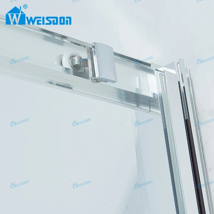 Weisdon High Quality Bathroom Single Sliding Shower Cabin Tempered Glass Framed Aluminum Shower Door