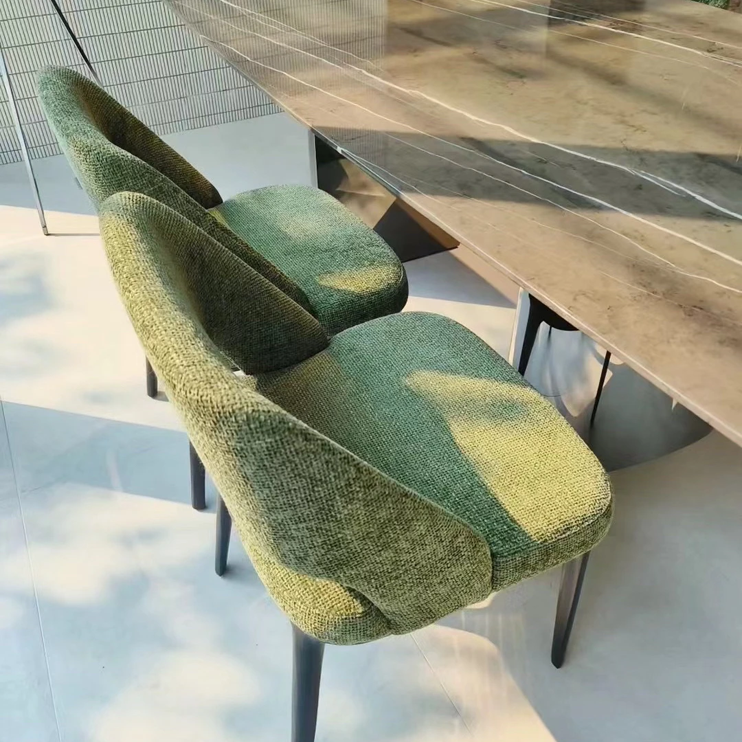 New arrival solid wood leg chairs dining room furniture Italian modern green fabric dining chair