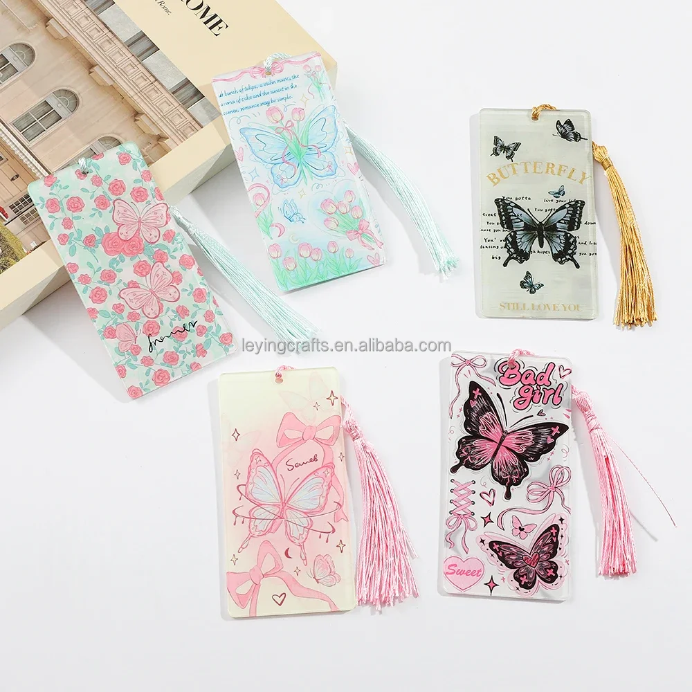 Custom Cute Anime Acrylic Bookmarks Custom Logo Promotion Bookmarks for Book Glitter Sublimation Plastic Clear Acrylic Bookmark