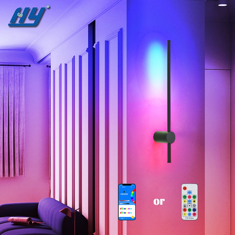 Nordic Modern Indoor Minimalist Creative Personality Sconce Wall Light Long Line Dimmable Rgb LED Wall Lamp
