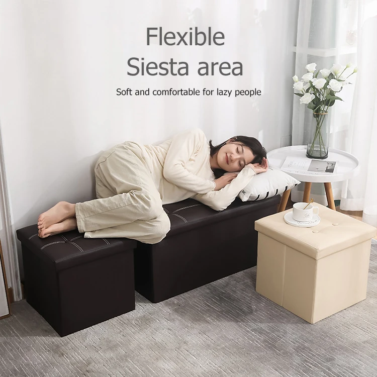 Подставка для кровати, складная скамейка из льняной ткани, серого цвета, для обуви, оттоманка