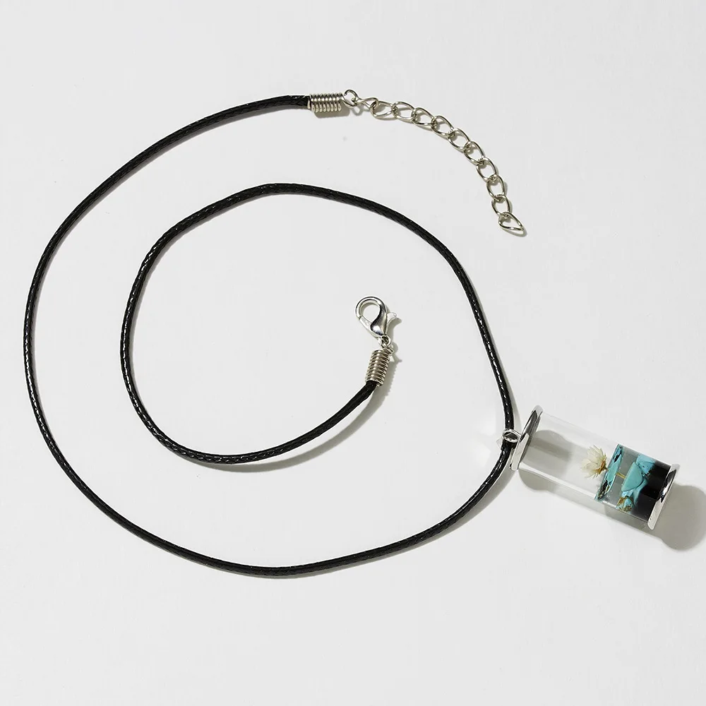 Fashion Diy Daisy Flower Pendant Necklace Wish Bottle Dried Flower Resin Necklace Jewelry For Women Girls