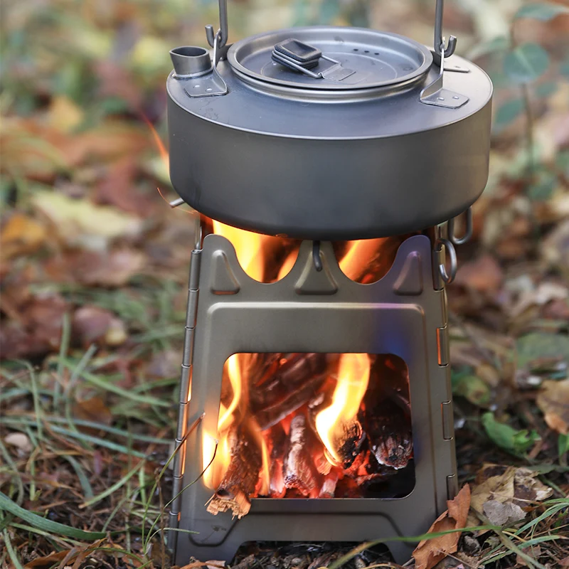 Outdoor Mini Fire Pits Foldable Stainless Steel/Titanium Bonfire Stove Hinge Wood Burning Stove for Camping Hiking
