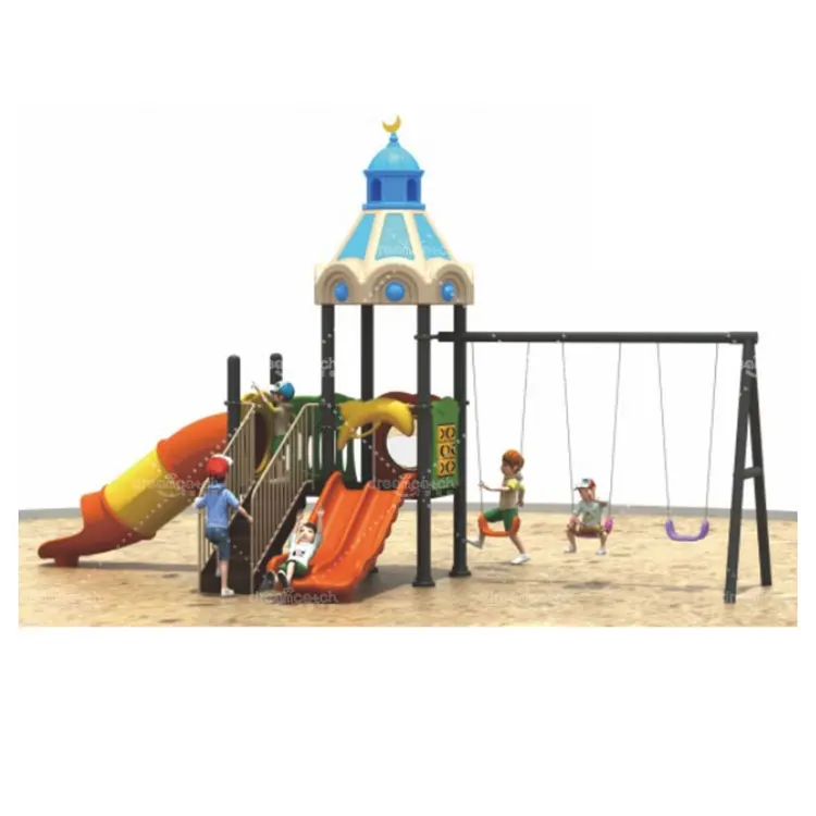 Outdoor city park small children plastic slides swing sets kids outdoor playground equipment