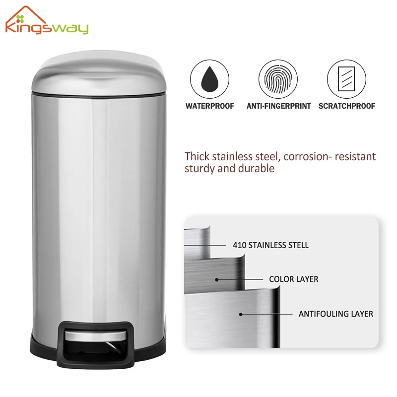 Custom Household Kitchen Waste Bins Bathroom Foot Pedal Garbage Bin Dustbin Stainless Steel Trash Can