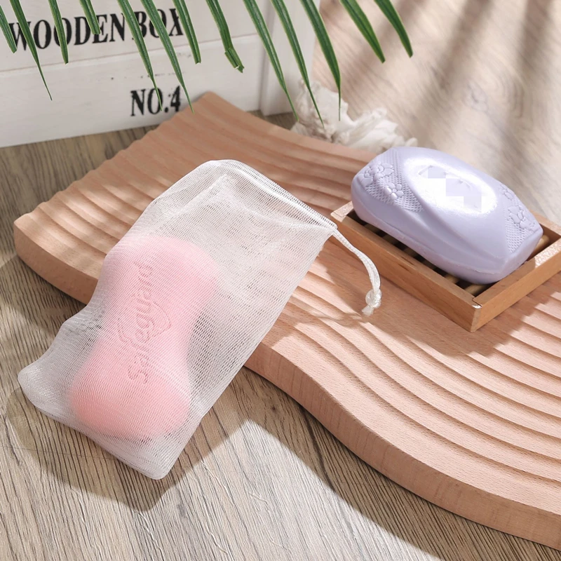 hot sale Body Cleaning Tool Bubble Foaming Soap Saver Net Pouch Soap Foaming Nylon Mesh Drawstring Bags