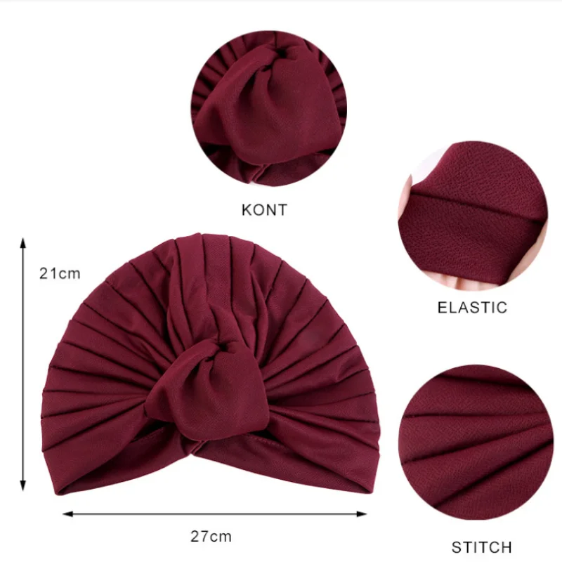 Custom logo Turban Cap Head Wraps Solid Color Turban Headband for Women Girls