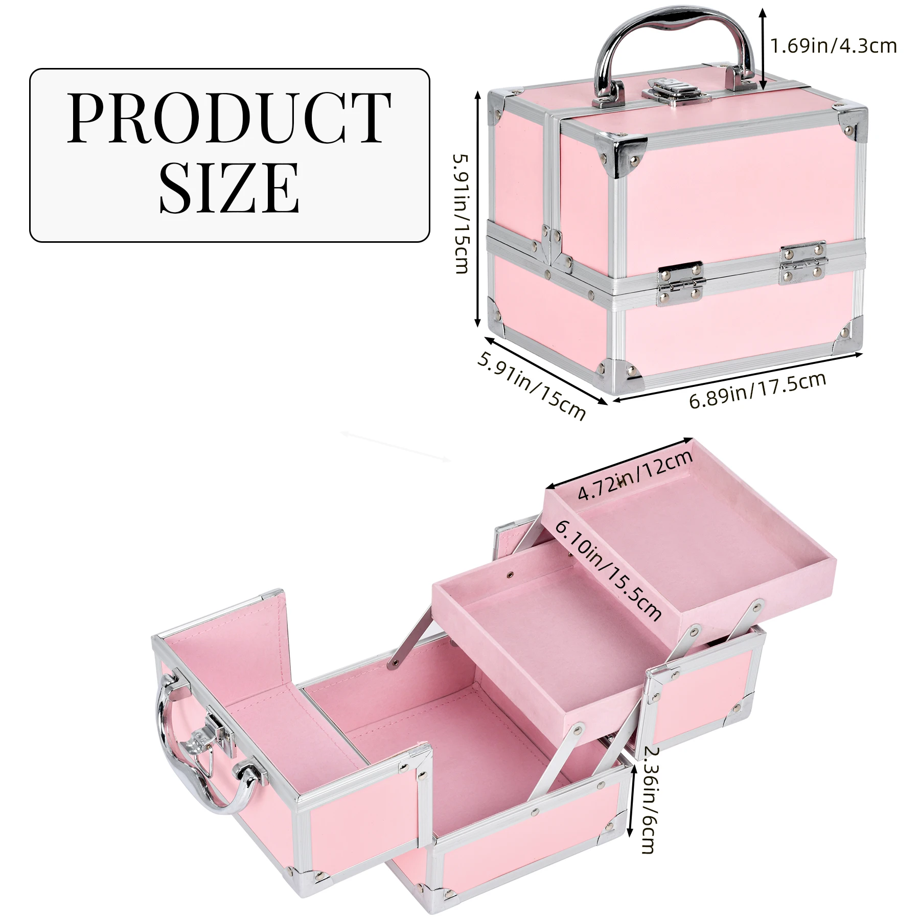 Органайзер для путешествий съемная перегородка черная оправа из АБС-ткани алюминиевый косметический чемодан макияжа