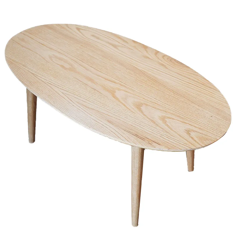 Customized Red oak oval coffee table modern tea table wood tea table for office