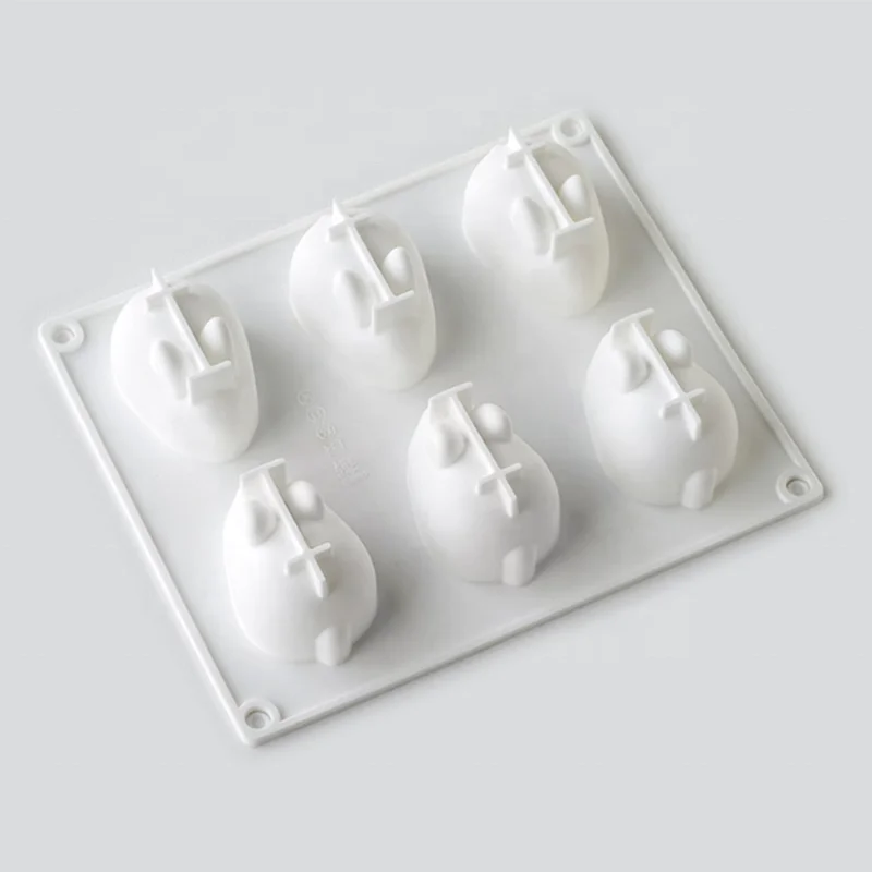 Food Grade Silicone Ice Cream Mold 6 Cavity Rabbit Chocolate Ice Lattice baking silicone molds