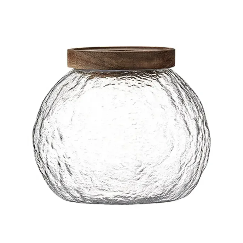 Glass Food Storage Tank Snack Bottle Holder with Lid Canister Kitchen Supplies Glass Sealed Nut Storage Jar