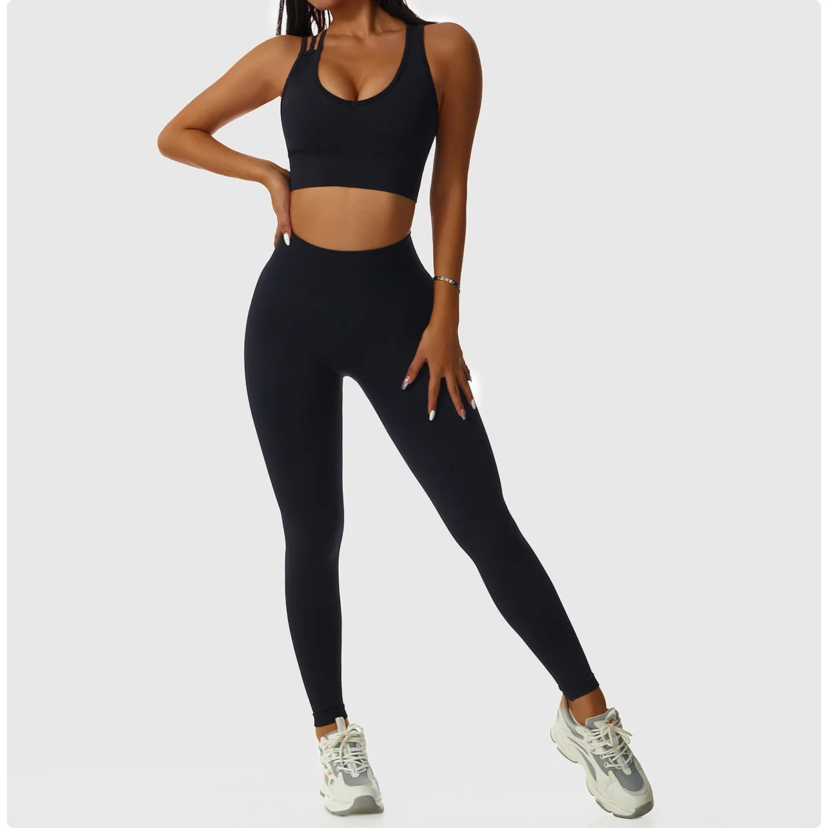 Seamless Women Sport Suit Gym Yoga Set Workout Clothes Fitness Crop Top and Scrunch Butt Leggings Yoga Set Clothing Express