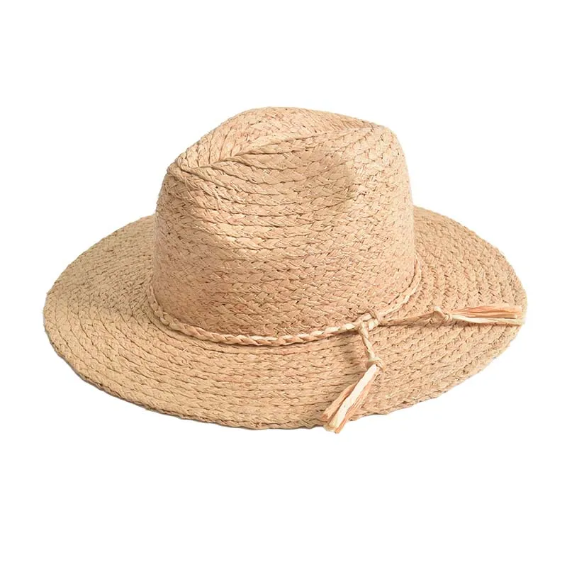 Custom plain summer beach raffia straw woven casual sunshade beach exquisite ribbon Panama hat